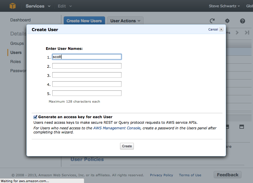 Amazon IAM New User 1