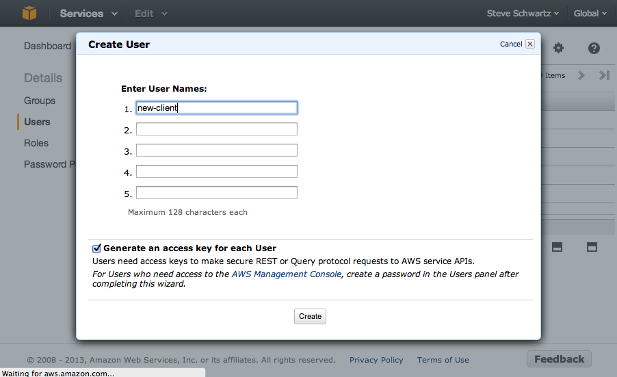Amazon IAM New User 2