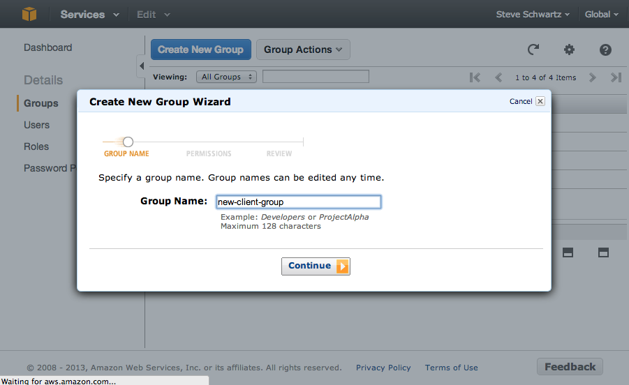 Amazon IAM New Group