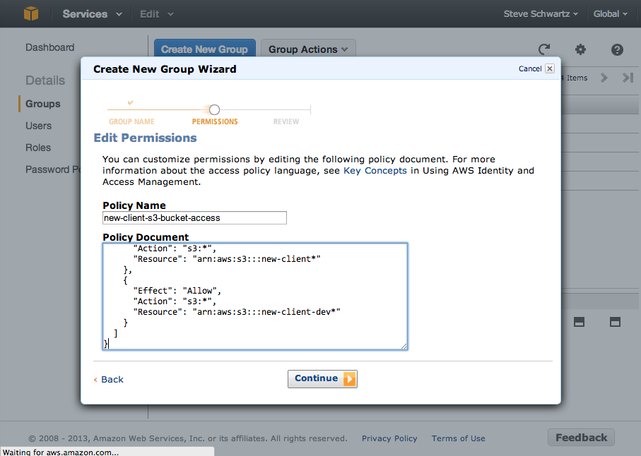 Amazon IAM New Group