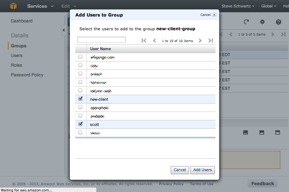 Amazon IAM Add Users to Group