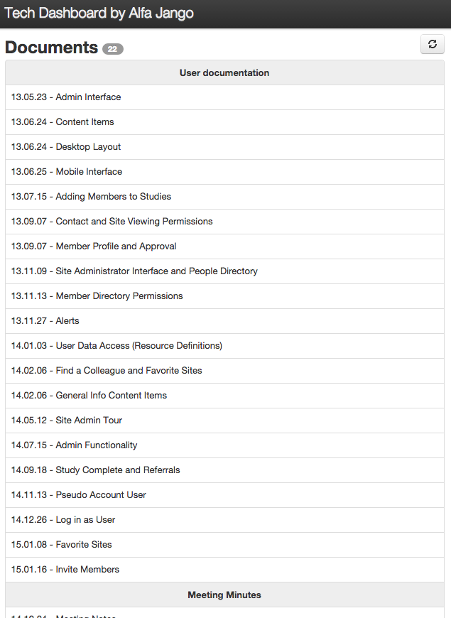 Client Dashboard Redmine Documents
