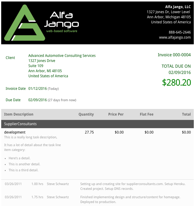 New Client Description In Invoice